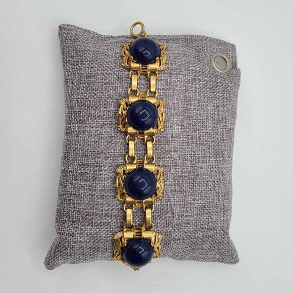 J Crew Navy Cabochon with Crystal Accents Bracelet - Picture 3 of 9